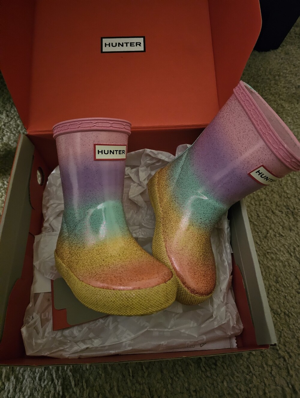 Hunter Little Kids First Starcloud Boot w/ Ombré & Rainbow Gradient - Sz 6